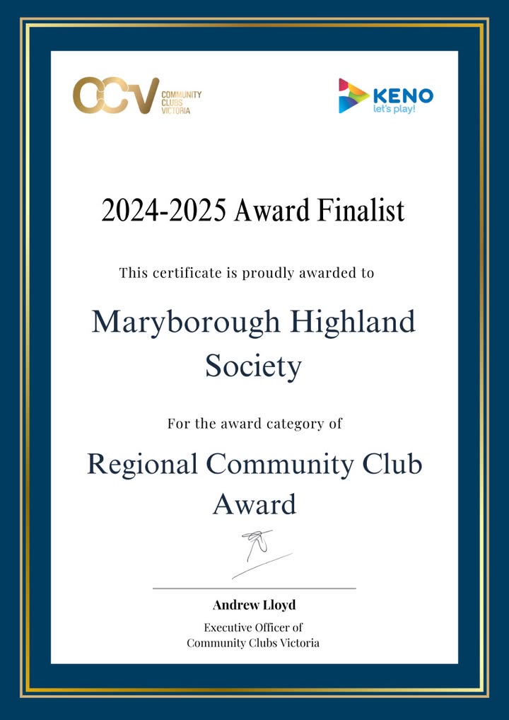 Featured image for “Regional Community Club Award Finalist: Gala Dinner at Maryborough Highland Society”
