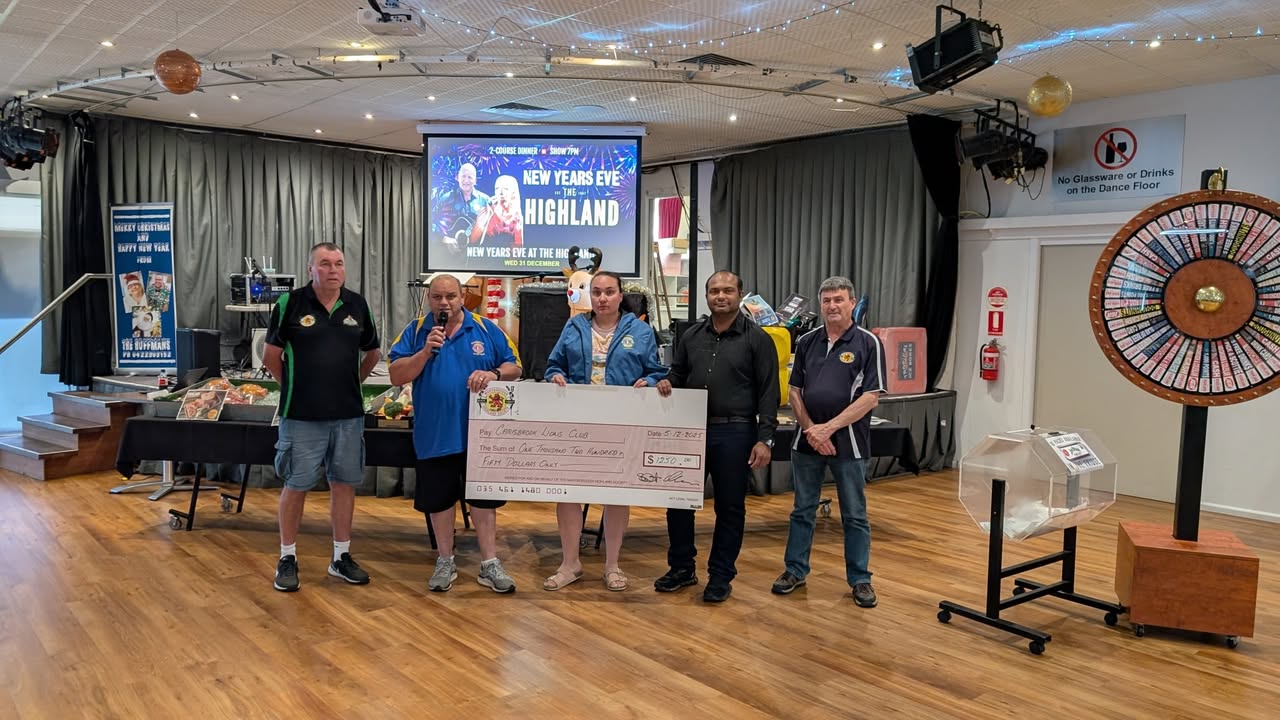 Featured image for “Carisbrook Lions Club Community Night Cheque Presentation at Maryborough Highland Society”