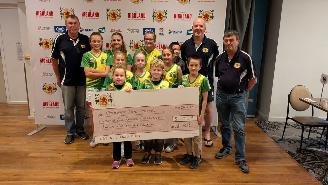 Featured image for “Maryborough Little Athletics Receives $1,525 Community Night Cheque”