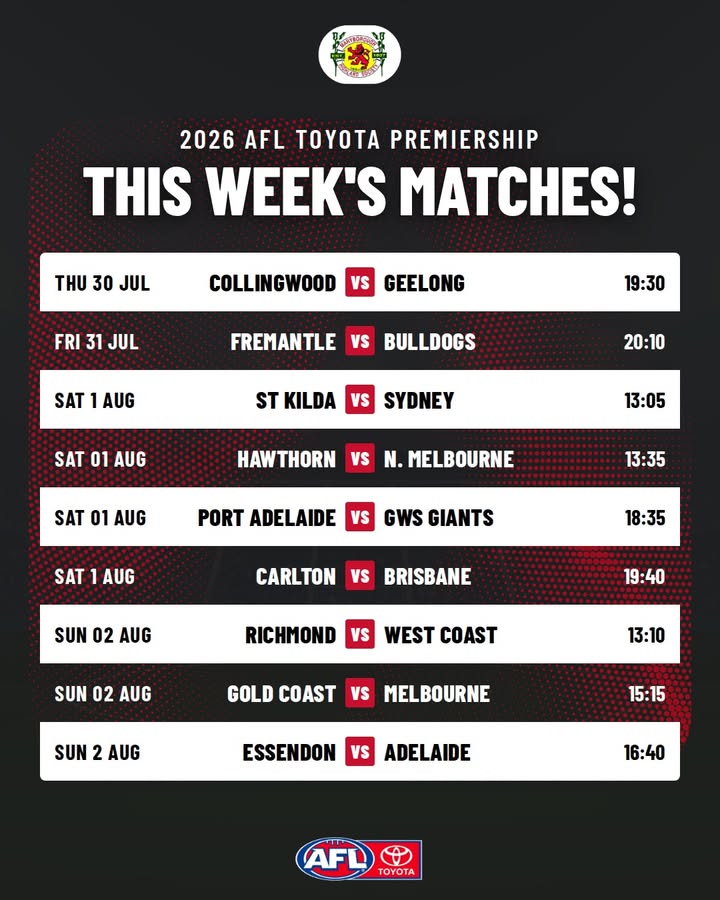 Featured image for “2026 AFL Toyota Premiership This Week’s Matches at Maryborough Highland Society”
