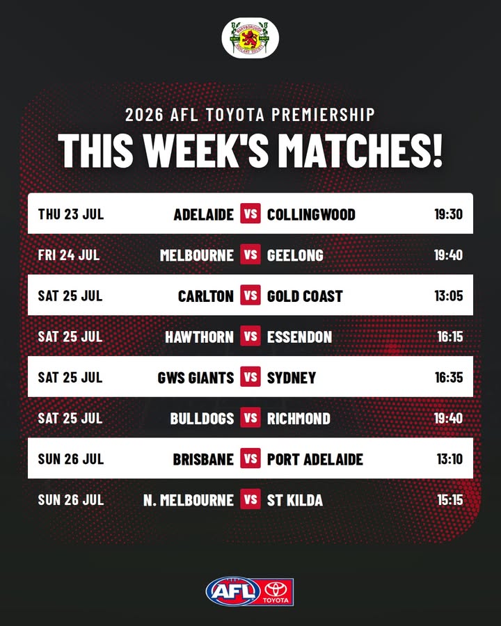Featured image for “2026 AFL Toyota Premiership This Week’s Matches at Maryborough Highland Society”