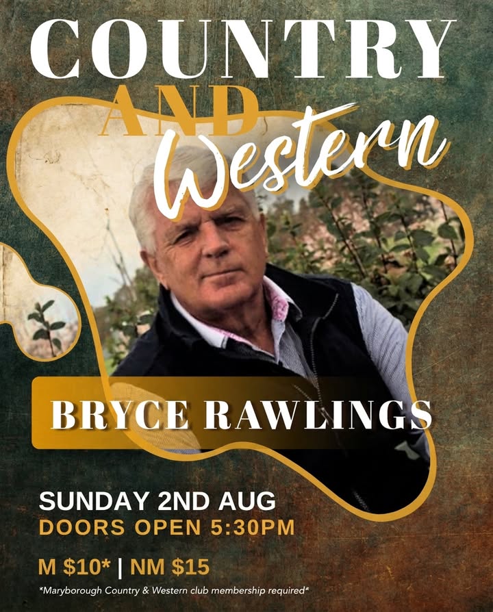 Featured image for “Bryce Rawlings Live Country Night at Maryborough Highland Society”