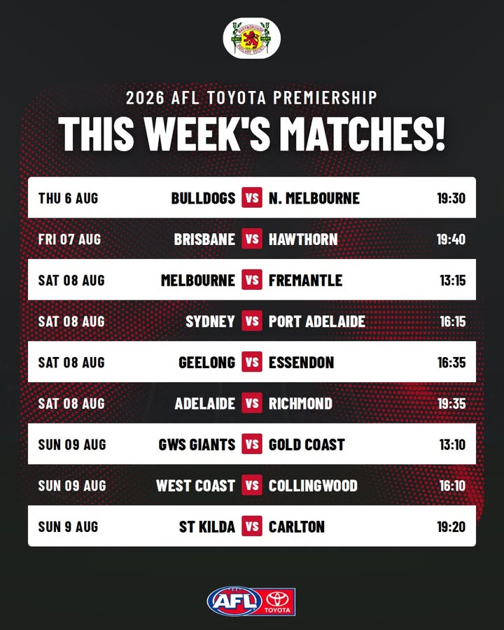 Featured image for “2026 AFL Toyota Premiership This Week’s Matches at Maryborough Highland Society”