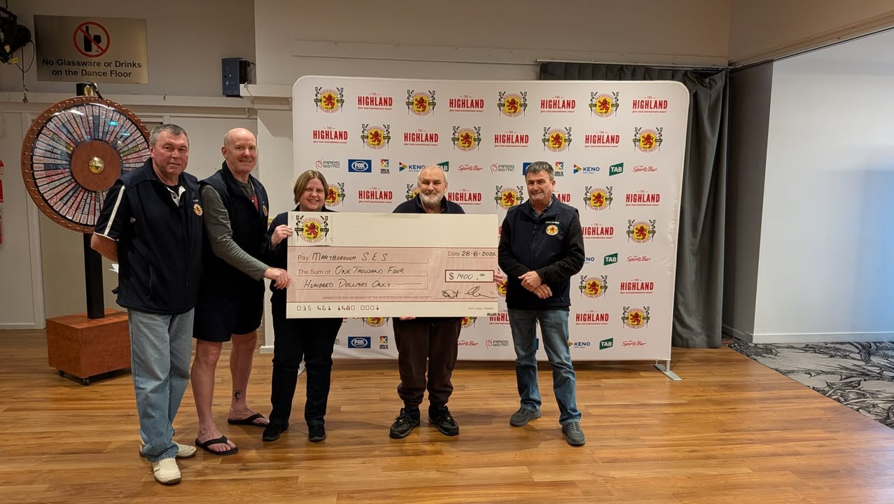 Featured image for “$1,400 Cheque Presentation to Maryborough SES at The Highland”